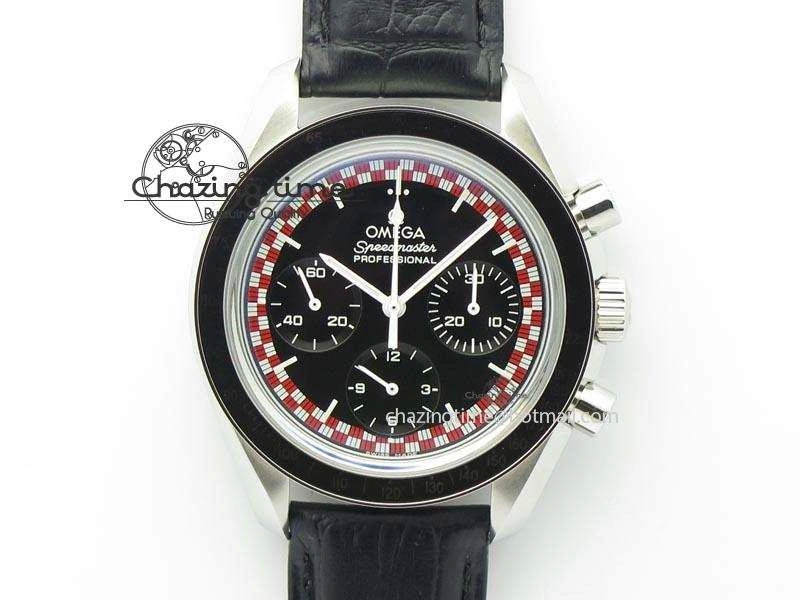 WaterResistant Speedmaster SS 2013 Pro Racing On Black Leather Strap Manual Winding Chrono Movement 8229