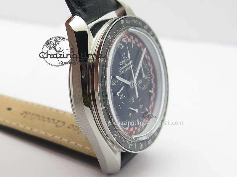 WaterResistant Speedmaster SS 2013 Pro Racing On Black Leather Strap Manual Winding Chrono Movement 8229