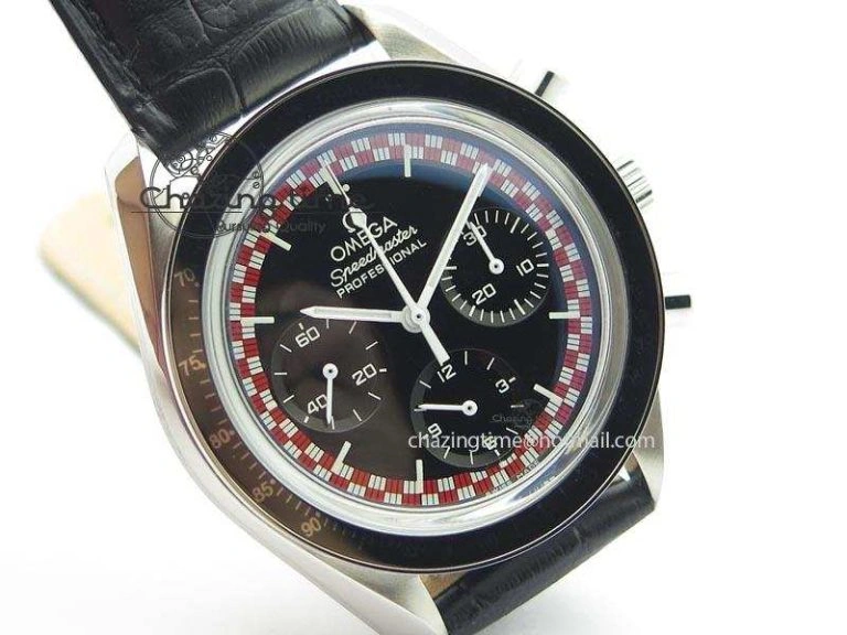 WaterResistant Speedmaster SS 2013 Pro Racing On Black Leather Strap Manual Winding Chrono Movement 8229