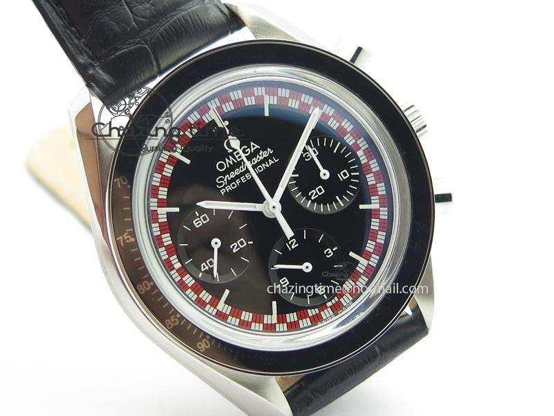 WaterResistant Speedmaster SS 2013 Pro Racing On Black Leather Strap Manual Winding Chrono Movement 8229