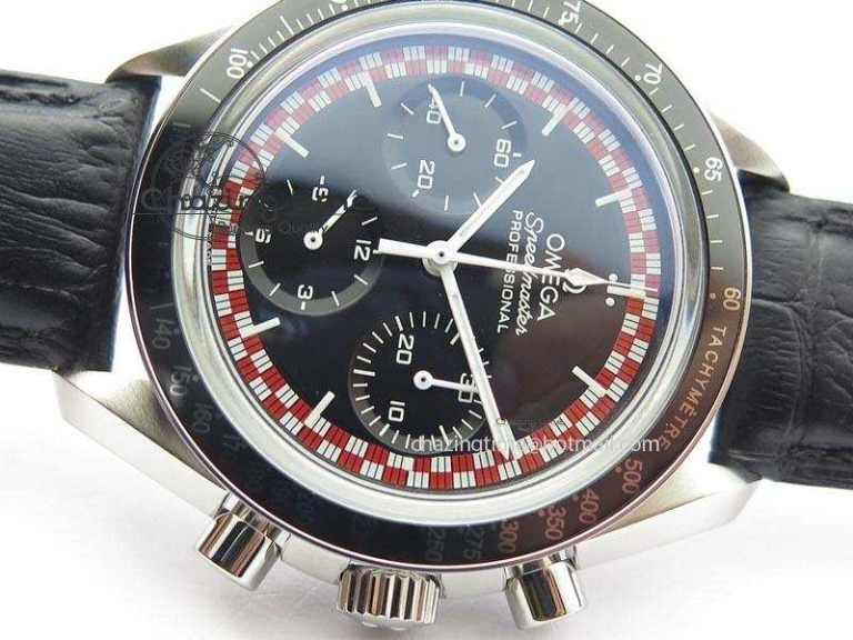 WaterResistant Speedmaster SS 2013 Pro Racing On Black Leather Strap Manual Winding Chrono Movement 8229