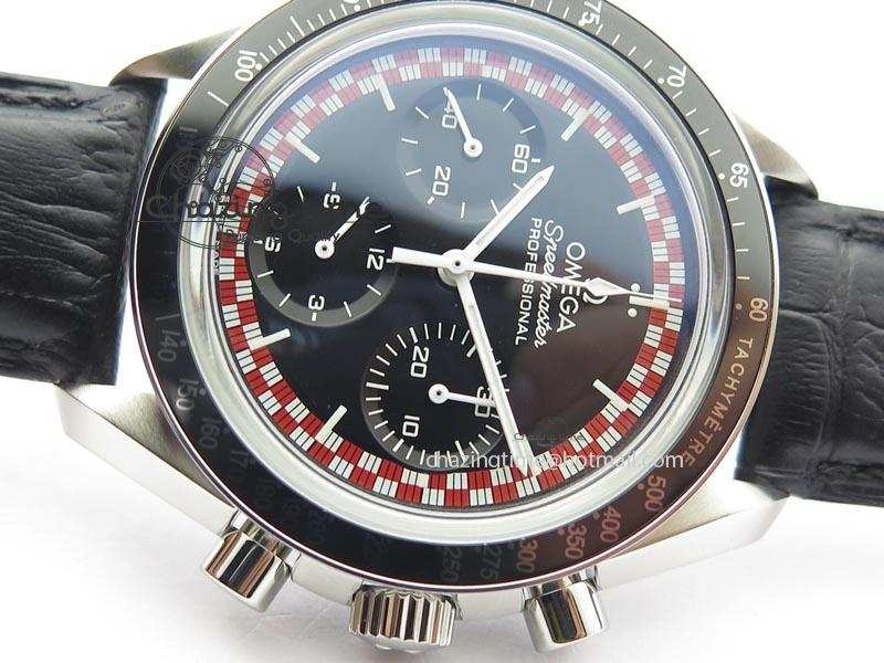 WaterResistant Speedmaster SS 2013 Pro Racing On Black Leather Strap Manual Winding Chrono Movement 8229