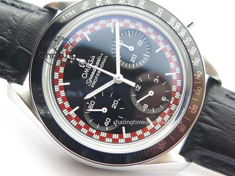 WaterResistant Speedmaster SS 2013 Pro Racing On Black Leather Strap Manual Winding Chrono Movement 8229