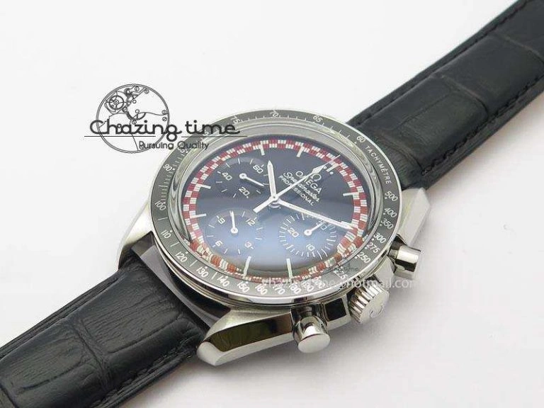 WaterResistant Speedmaster SS 2013 Pro Racing On Black Leather Strap Manual Winding Chrono Movement 8229