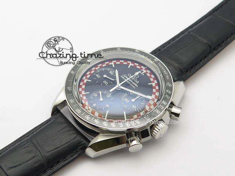 WaterResistant Speedmaster SS 2013 Pro Racing On Black Leather Strap Manual Winding Chrono Movement 8229
