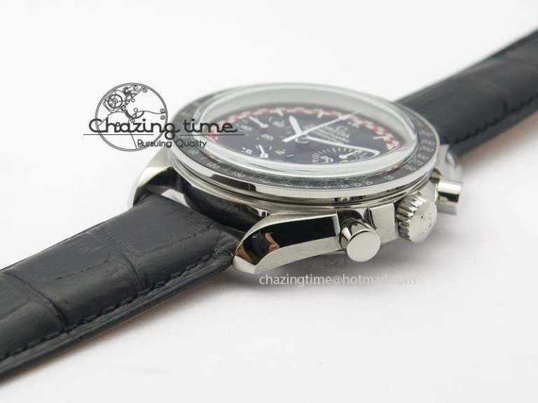 WaterResistant Speedmaster SS 2013 Pro Racing On Black Leather Strap Manual Winding Chrono Movement 8229