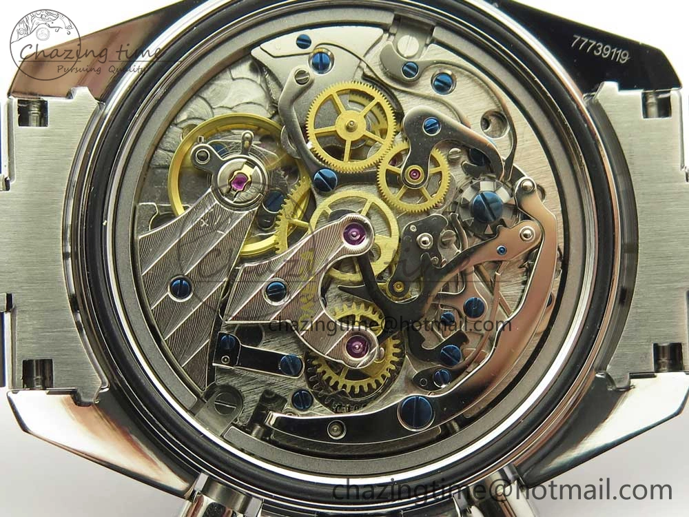 Speedmaster SS Sapphire Crystal Panda Blue White Dial on SS Bracelet Manual Winding Chrono Movement Colorful 7955
