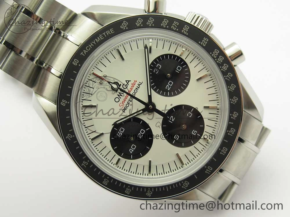 Speedmaster SS Sapphire Crystal Panda White Black Dial on SS Bracelet Manual Winding Chrono Movement TravelReady 7956