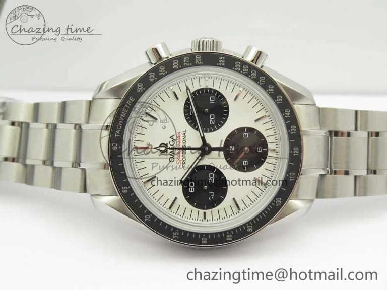Speedmaster SS Sapphire Crystal Panda White Black Dial on SS Bracelet Manual Winding Chrono Movement TravelReady 7956