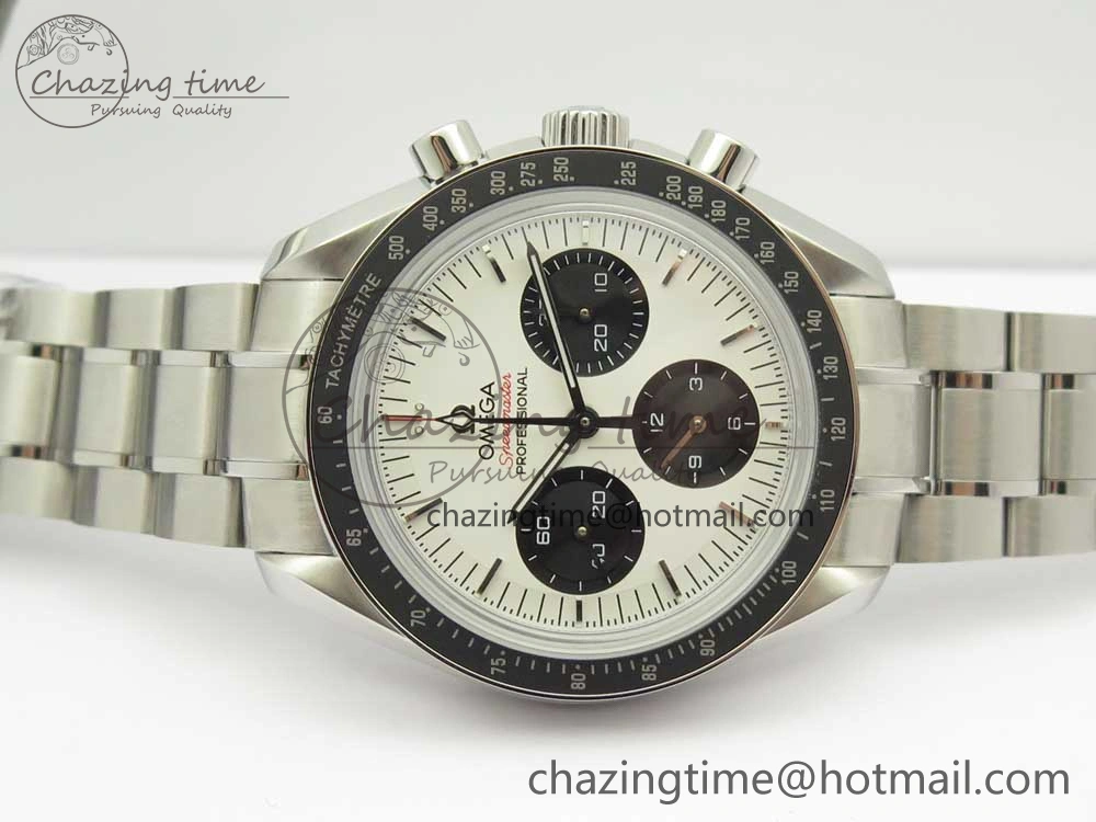 Speedmaster SS Sapphire Crystal Panda White Black Dial on SS Bracelet Manual Winding Chrono Movement TravelReady 7956