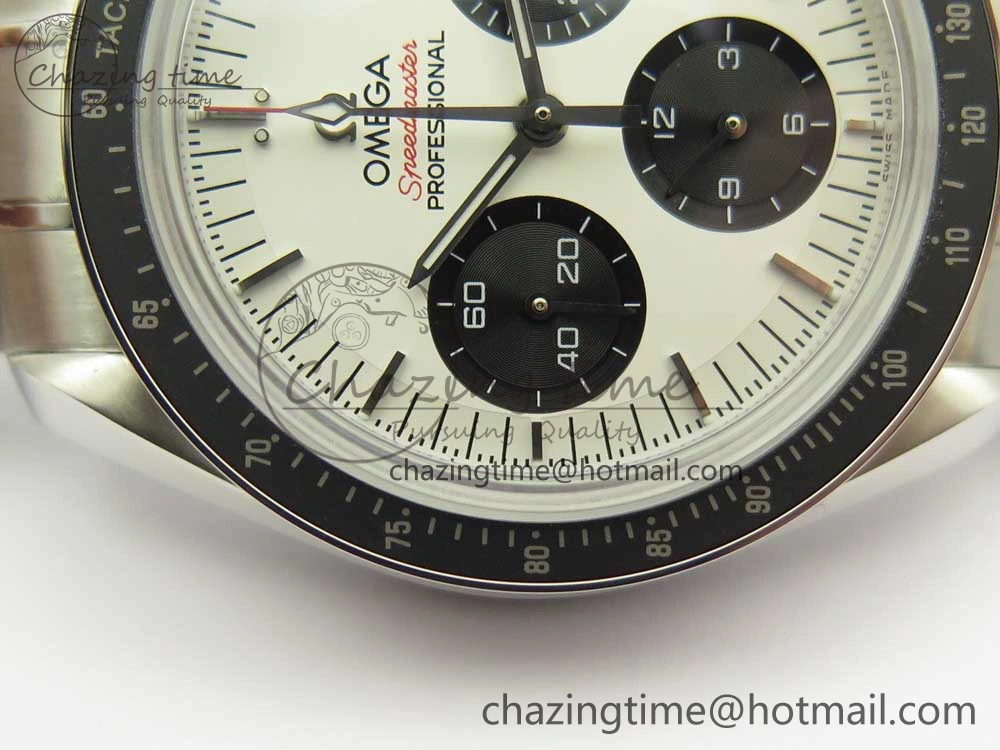 Speedmaster SS Sapphire Crystal Panda White Black Dial on SS Bracelet Manual Winding Chrono Movement TravelReady 7956