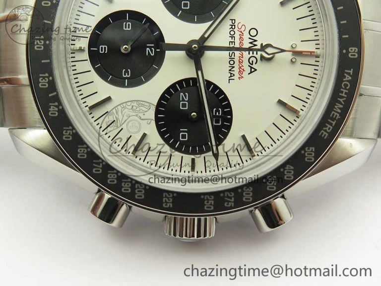 Speedmaster SS Sapphire Crystal Panda White Black Dial on SS Bracelet Manual Winding Chrono Movement TravelReady 7956