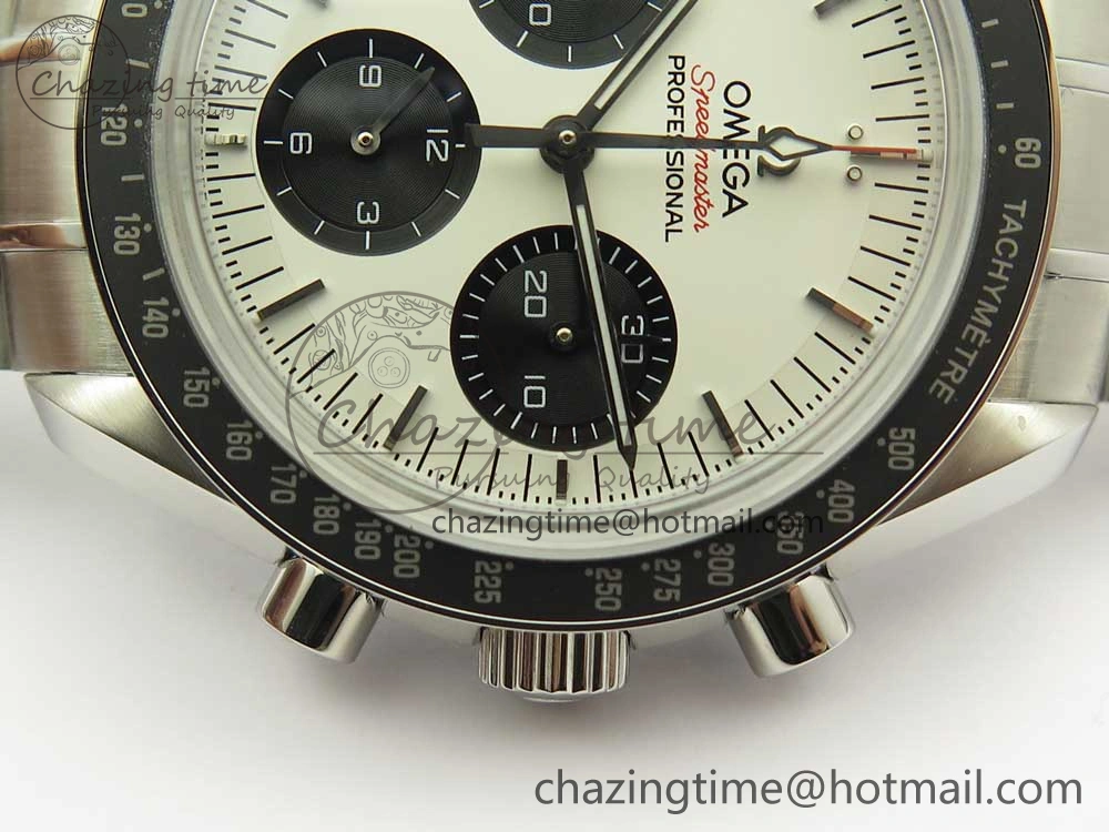 Speedmaster SS Sapphire Crystal Panda White Black Dial on SS Bracelet Manual Winding Chrono Movement TravelReady 7956
