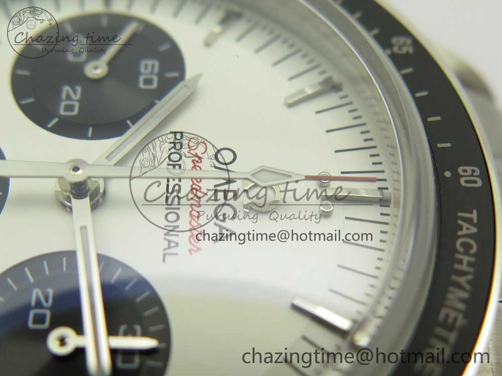 Speedmaster SS Sapphire Crystal Panda White Black Dial on SS Bracelet Manual Winding Chrono Movement TravelReady 7956