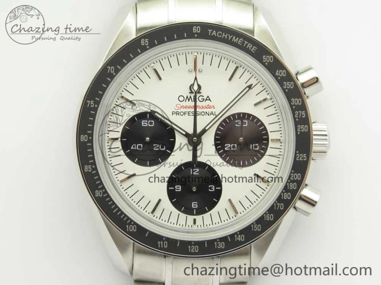 Speedmaster SS Sapphire Crystal Panda White Black Dial on SS Bracelet Manual Winding Chrono Movement TravelReady 7956