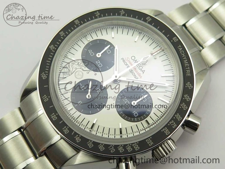Speedmaster SS Sapphire Crystal Panda White Black Dial on SS Bracelet Manual Winding Chrono Movement TravelReady 7956