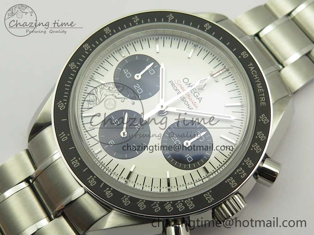 Speedmaster SS Sapphire Crystal Panda White Black Dial on SS Bracelet Manual Winding Chrono Movement TravelReady 7956
