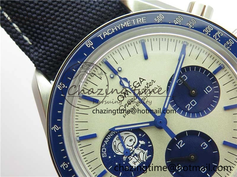 Speedmaster SS Snoopy Apollo OMF Best Edition White Dial on Nylon Strap Venus BestValue 7879