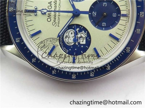 Speedmaster SS Snoopy Apollo OMF Best Edition White Dial on Nylon Strap Venus BestValue 7879