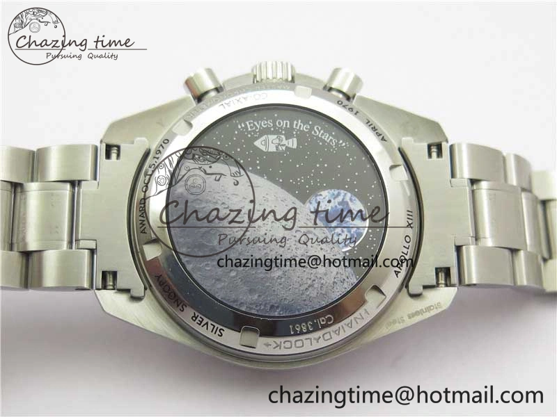 Effortless Speedmaster SS Snoopy Apollo OMF Best Edition White Dial on SS Bracelet Venus 7877