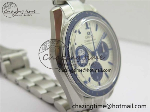 Effortless Speedmaster SS Snoopy Apollo OMF Best Edition White Dial on SS Bracelet Venus 7877