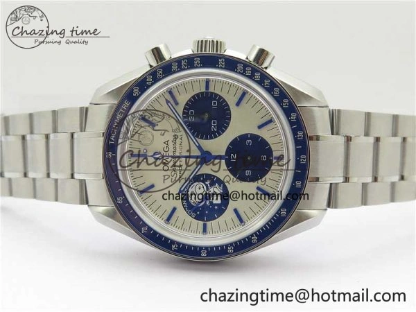 Effortless Speedmaster SS Snoopy Apollo OMF Best Edition White Dial on SS Bracelet Venus 7877