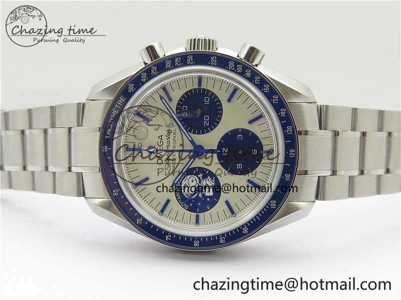 Effortless Speedmaster SS Snoopy Apollo OMF Best Edition White Dial on SS Bracelet Venus 7877