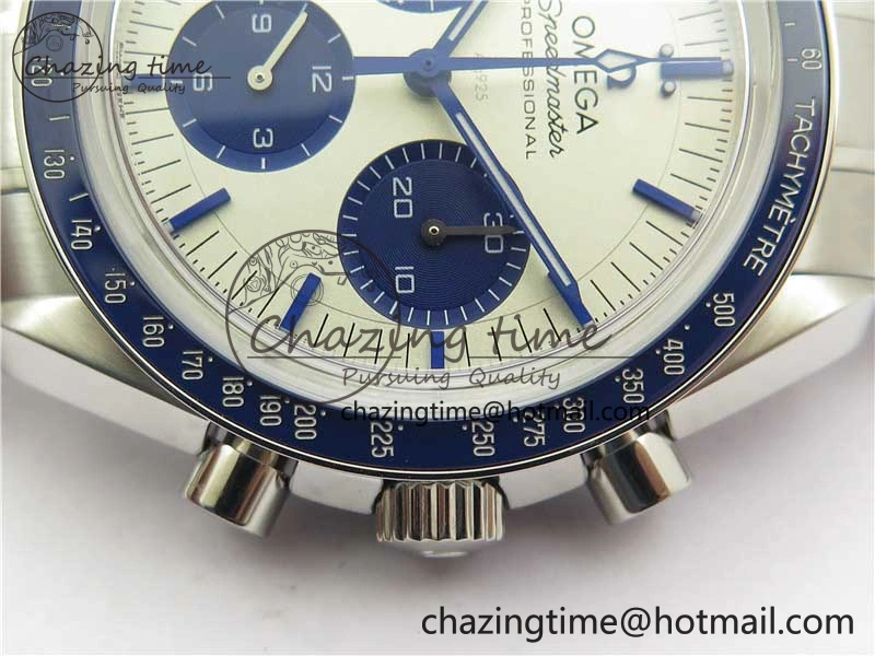 Effortless Speedmaster SS Snoopy Apollo OMF Best Edition White Dial on SS Bracelet Venus 7877