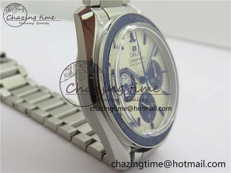 HighPerformance Speedmaster SS Snoopy Apollo OMF Best Edition White Dial on SS Flat link Bracelet Venus 7882