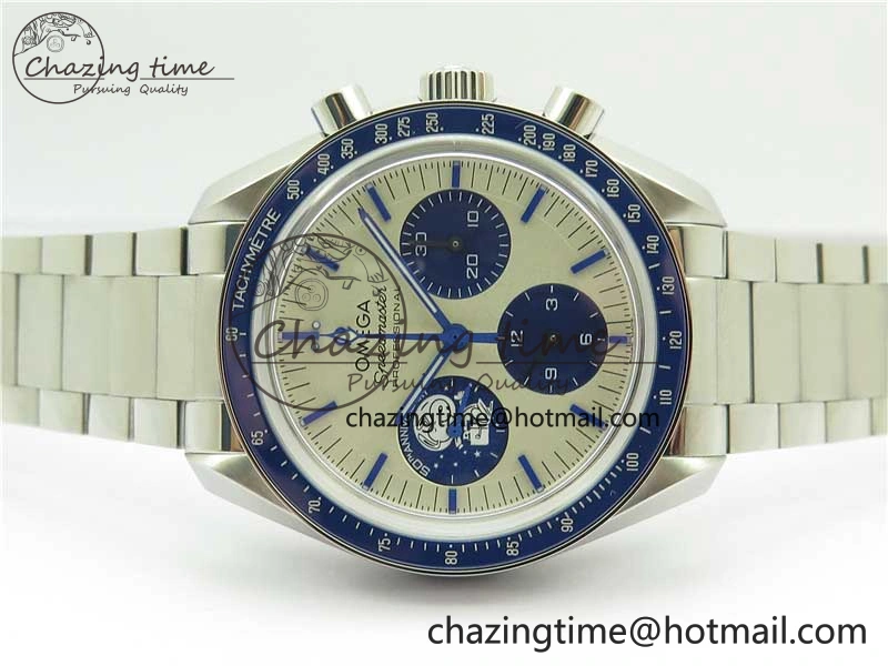 HighPerformance Speedmaster SS Snoopy Apollo OMF Best Edition White Dial on SS Flat link Bracelet Venus 7882