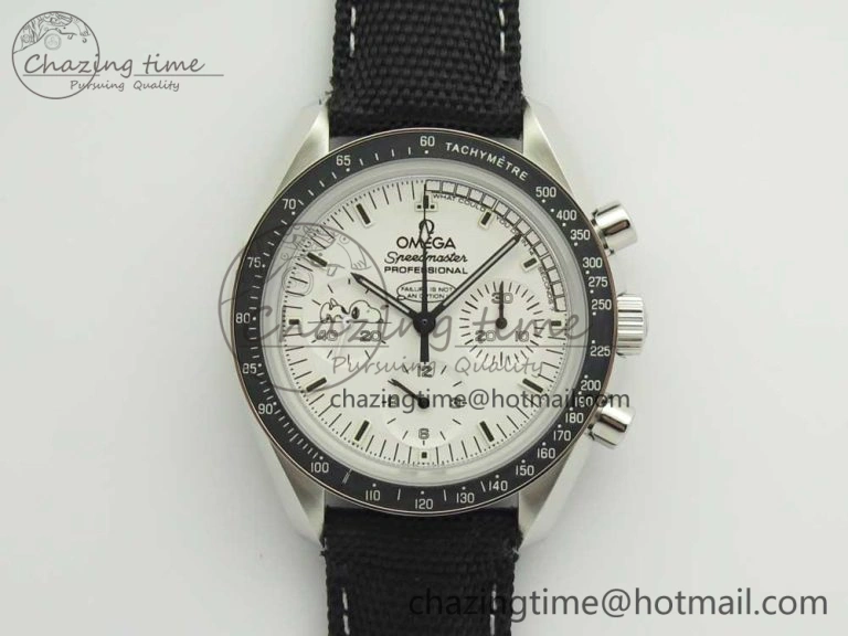 Speedmaster SS Snoopy OMF Best Edition White Dial on Nylon Strap Manual Winding Chrono Movement WellDesigned 7990