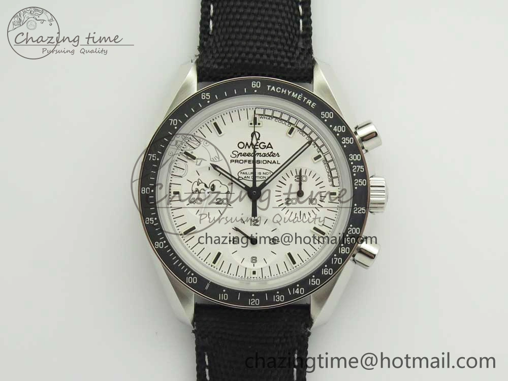 Speedmaster SS Snoopy OMF Best Edition White Dial on Nylon Strap Manual Winding Chrono Movement WellDesigned 7990