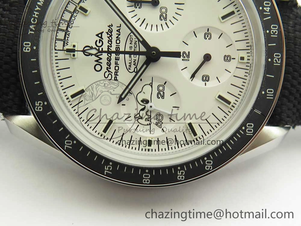 Speedmaster SS Snoopy OMF Best Edition White Dial on Nylon Strap Manual Winding Chrono Movement WellDesigned 7990