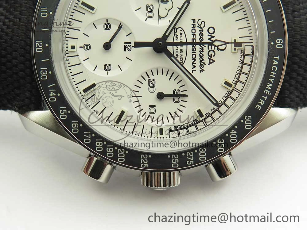 Speedmaster SS Snoopy OMF Best Edition White Dial on Nylon Strap Manual Winding Chrono Movement WellDesigned 7990