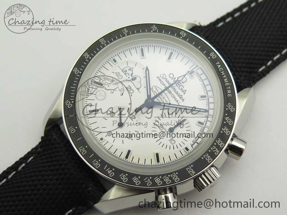 Speedmaster SS Snoopy OMF Best Edition White Dial on Nylon Strap Manual Winding Chrono Movement WellDesigned 7990