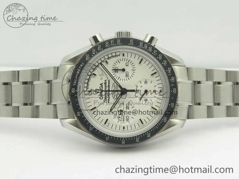 Sophisticated Speedmaster SS Snoopy OMF Best Edition White Dial on SS Bracelet Manual Winding Chrono Movement 7992