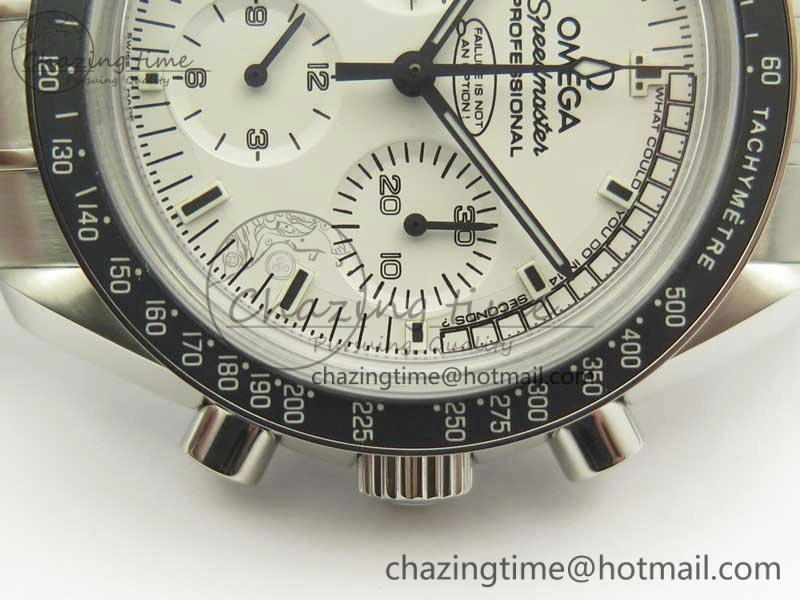 Sophisticated Speedmaster SS Snoopy OMF Best Edition White Dial on SS Bracelet Manual Winding Chrono Movement 7992