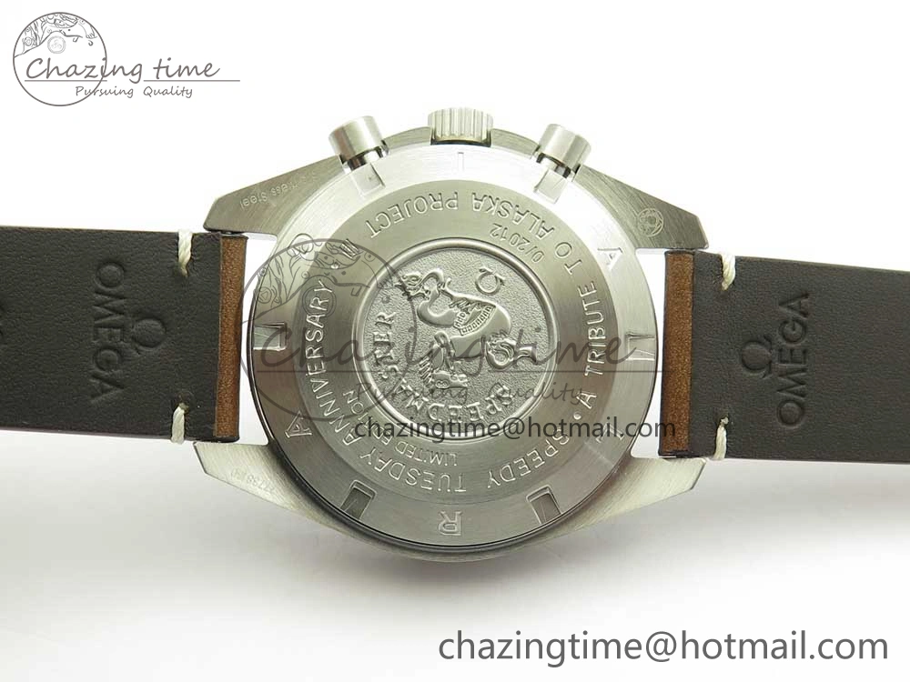 Speedmaster SS “Speedy Tuesday” OMF Best Edition Black Dial on Brown Leather Strap Manual Winding Chrono Movement Affordable 7988