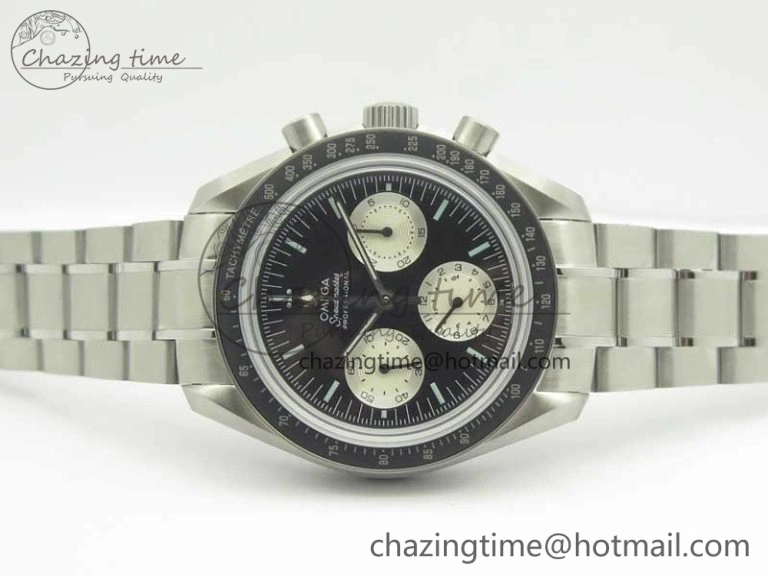 Affordable Speedmaster SS “Speedy Tuesday” OMF Best Edition Black Dial on SS Bracelet Manual Winding Chrono Movement 7994