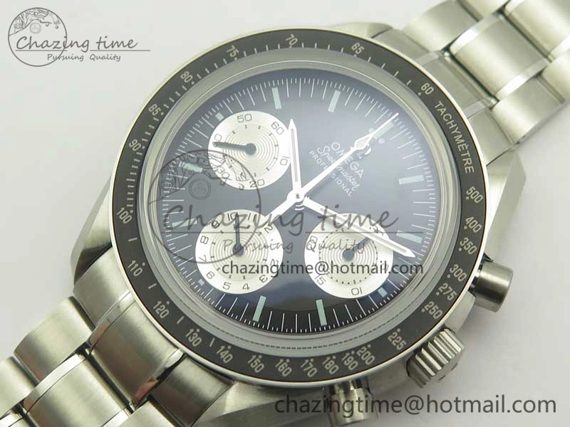 Affordable Speedmaster SS “Speedy Tuesday” OMF Best Edition Black Dial on SS Bracelet Manual Winding Chrono Movement 7994