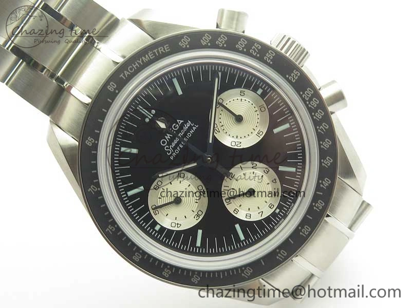 Affordable Speedmaster SS “Speedy Tuesday” OMF Best Edition Black Dial on SS Bracelet Manual Winding Chrono Movement 7994