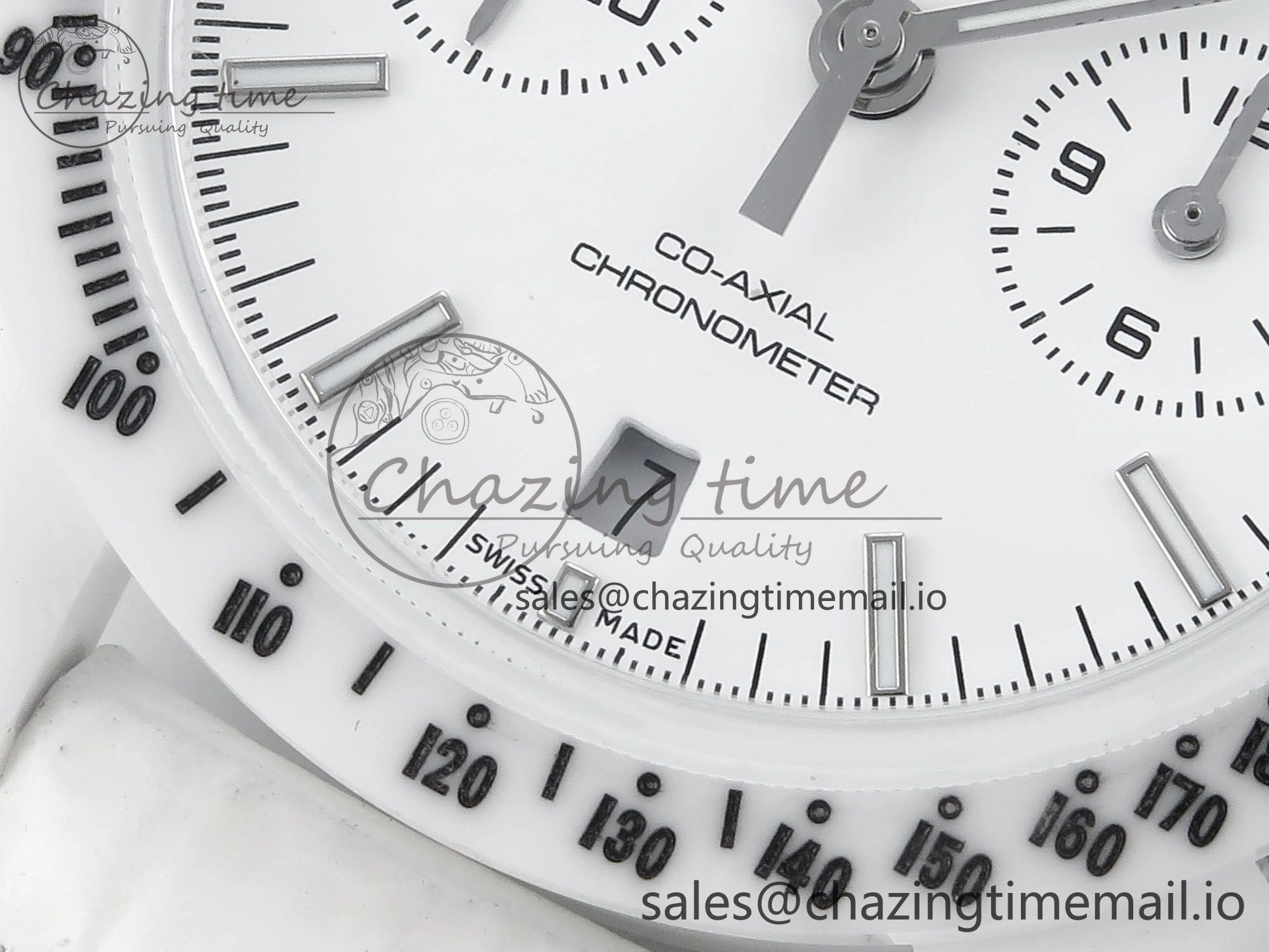 Speedmaster White Side Of The Moon N1F 1:1 Best Edition White Dial White Ceramic on White Leather Strap A TopPick 7694
