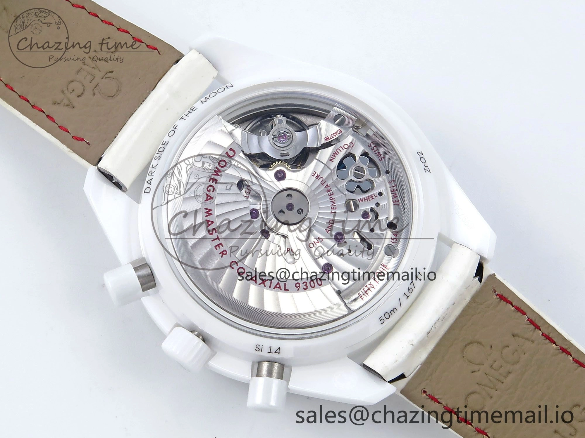 Speedmaster White Side Of The Moon N1F 1:1 Best Edition White Dial White Ceramic on White Leather Strap A TopPick 7694