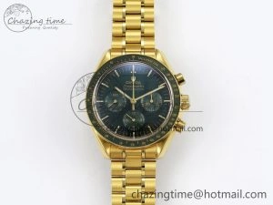 Speedmaster YG RMF Best Edition Green Dial on YG Bracelet Lemania HW TravelReady 7728