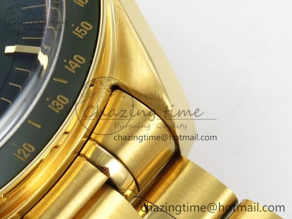 Speedmaster YG RMF Best Edition Green Dial on YG Bracelet Lemania HW TravelReady 7728