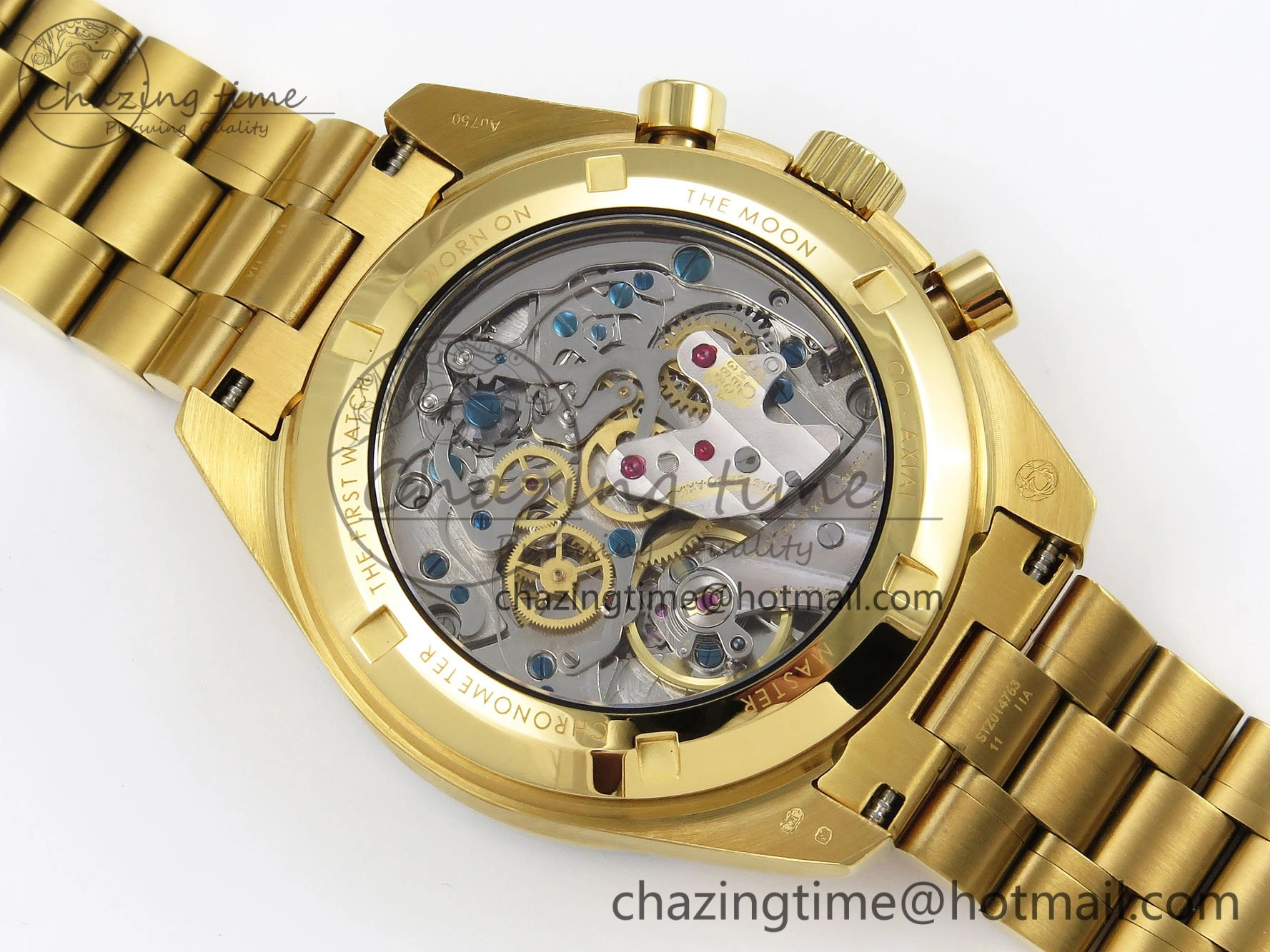 Speedmaster YG RMF Best Edition Green Dial on YG Bracelet Lemania HW TravelReady 7728