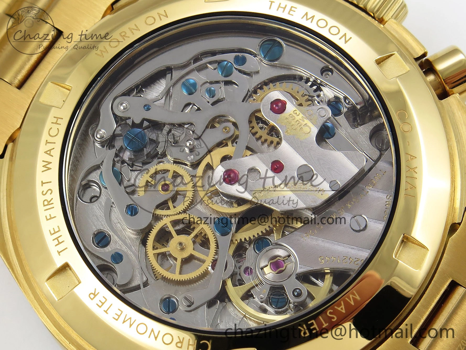Speedmaster YG RMF Best Edition Green Dial on YG Bracelet Lemania HW TravelReady 7728