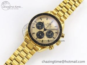 Speedmaster YG RMF Best Edition YG Black Dial on YG Bracelet Lemania HW EasyCare 7725