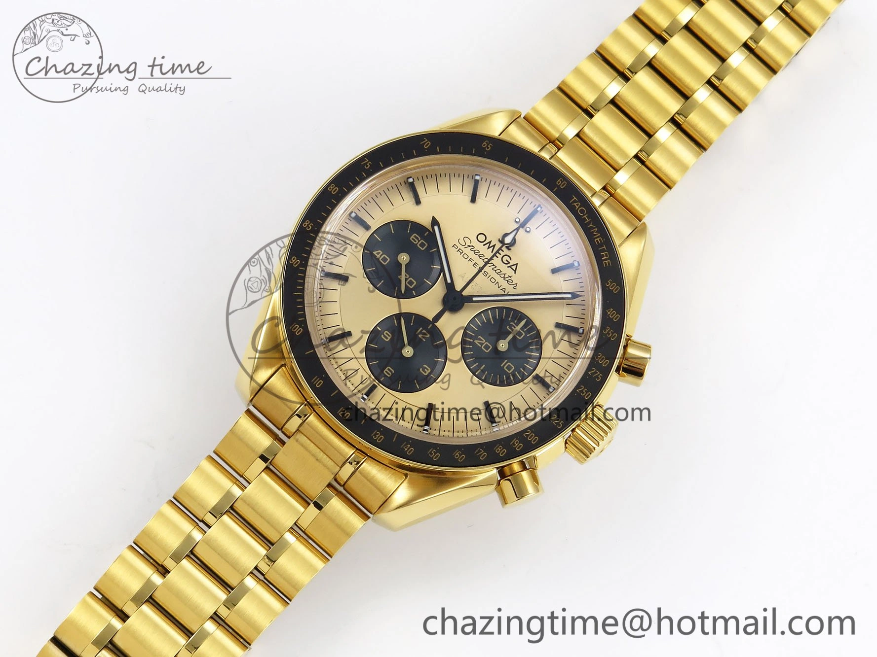 Speedmaster YG RMF Best Edition YG Black Dial on YG Bracelet Lemania HW EasyCare 7725