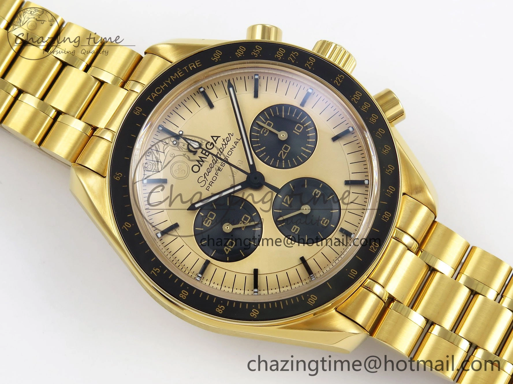 Speedmaster YG RMF Best Edition YG Black Dial on YG Bracelet Lemania HW EasyCare 7725